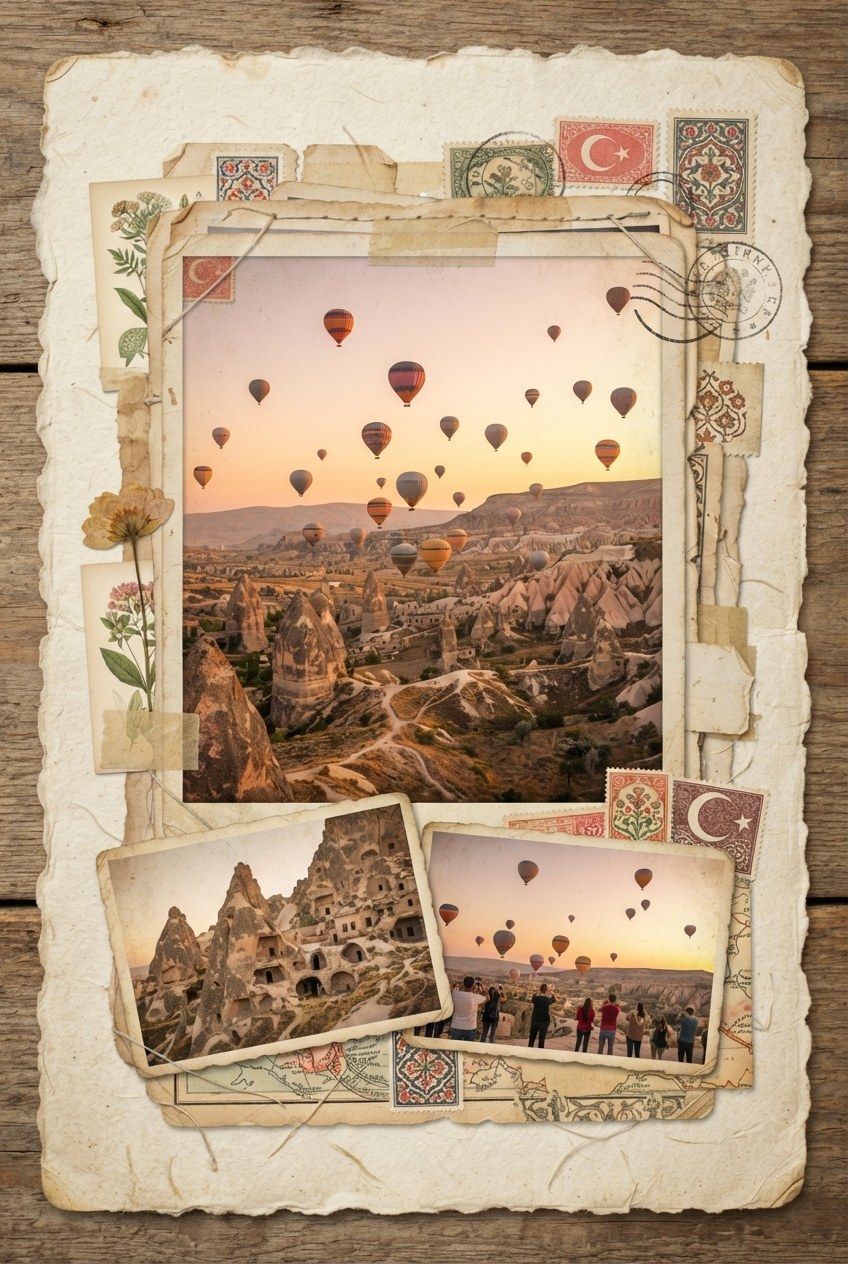 Kapadokya kartpostal-kolaj örneği